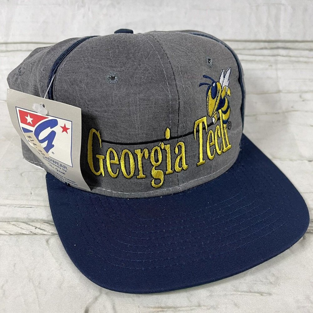 Vintage 90's Georgia Tech Yellow Jackets- The Game - Navy/Gray Snapback Hat NWT